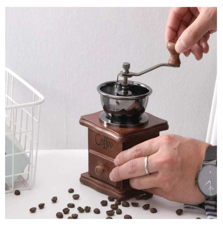 Molinillo de café manual, molino de grano de café de madera