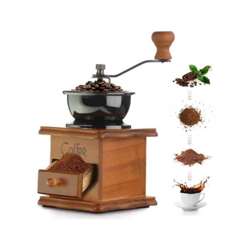 Molinillo de café manual, molinillo de café de madera vintage