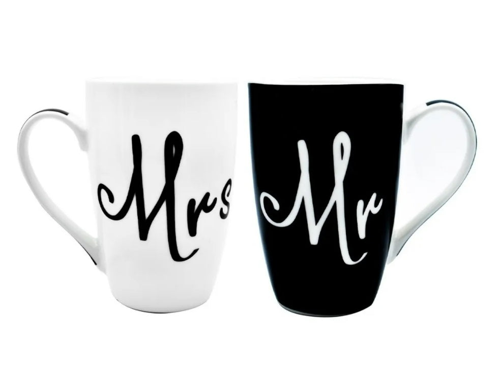 Juego Tazas Para Café Porcelana Mr. & Mrs. 500 ml