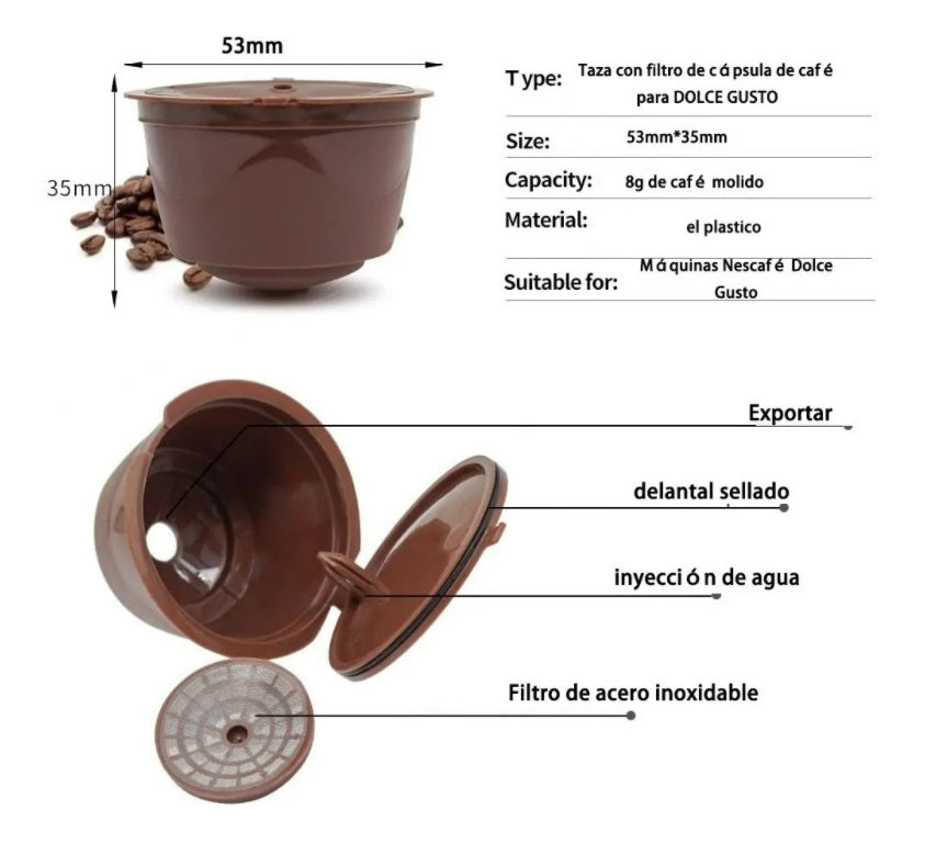 4 Cápsulas Reutilizables- Dolce Gusto Cuchara (CAFÉ_SIN_NOMBRE)