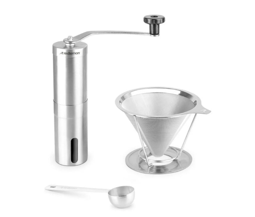 Molino De Café Manual de Acero Inoxidable + Filtro de Acero  (CAFÉ _ SIN _ NOMBRE) café sin nombre molino de café de grano molino de especias grano de café  molino de acero filtro de cafetera de acero