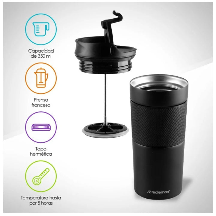 Termo Para Café Con Prensa Francesa "Taza" (350 mL)