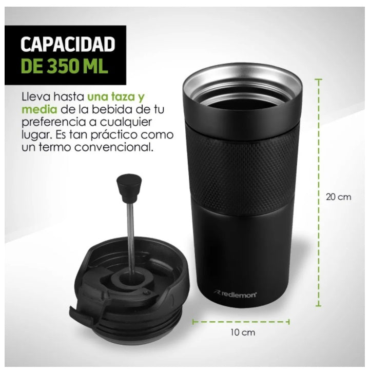Termo Para Café Con Prensa Francesa "Taza" (350 mL)