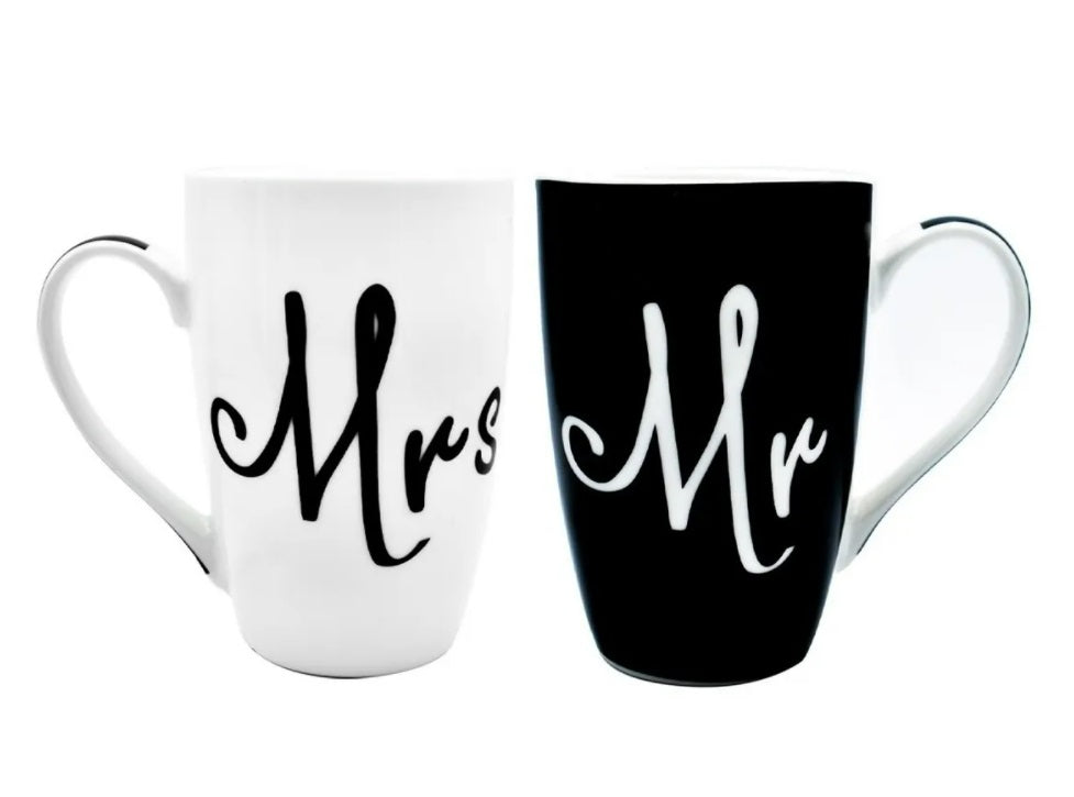 Juego Tazas Para Café Porcelana "Mr. & Mrs." 500 ml (CAFÉ_SIN_NOMBRE)