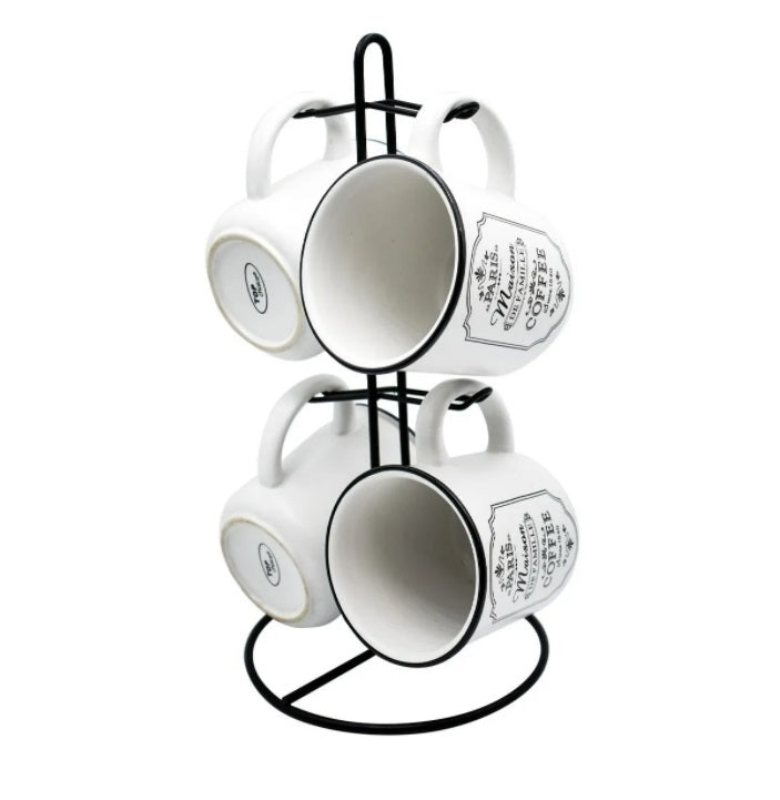 Juego De 4 Tazas Vintage Para Café Cerámica 300 ml (CAFÉ_SIN_NOMBRE)